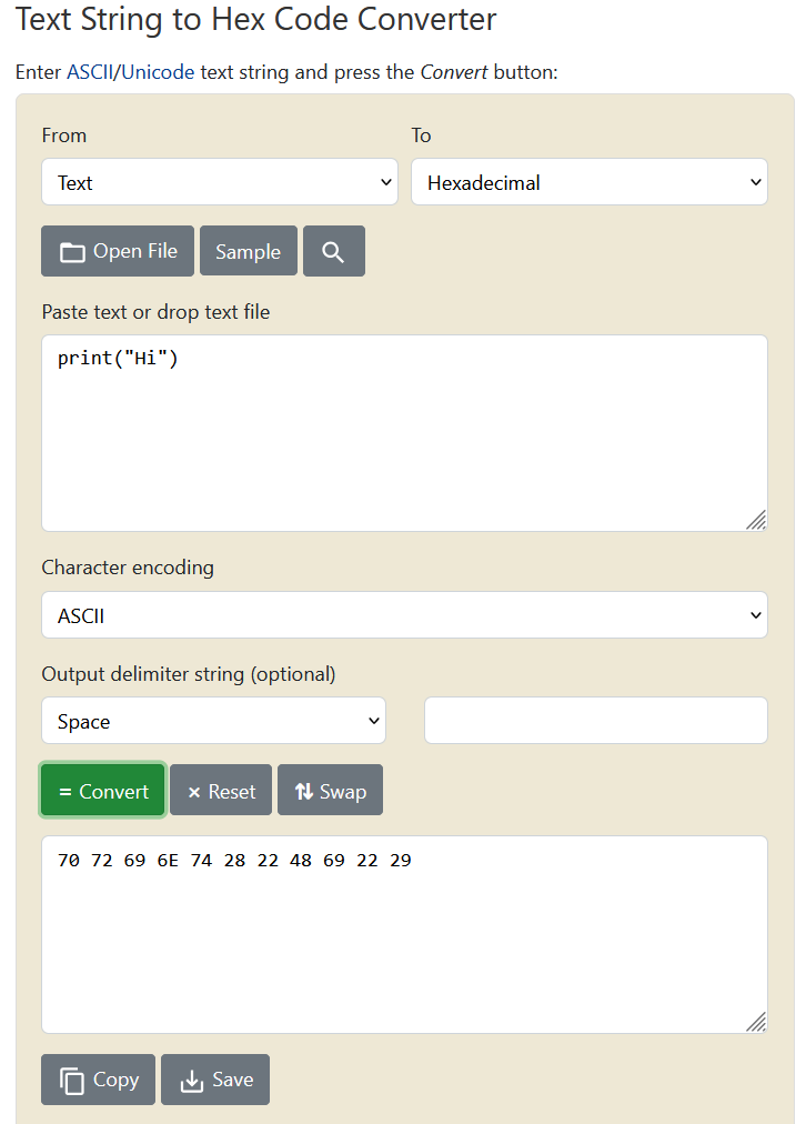 HEX string conversion